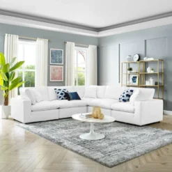 Other 5-Piece Sectional Sofa In White Leatherette Finish - 1500 1500 frame 0 1023