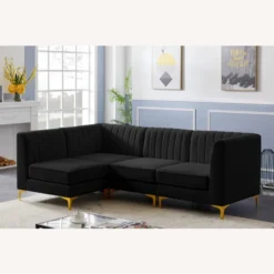 Other Modular Sectional In Channel Tufted Black Velvet