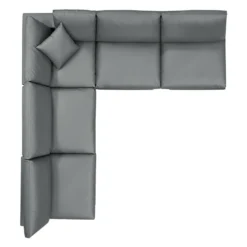 Other 5-Piece Sectional Sofa In Gray Vegan Leather