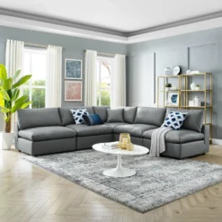 Other 5-Piece Sectional Sofa In Gray Vegan Leather - 1500 1500 frame 0 1100