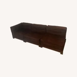 Pottery Barn Dark Brown Suede Cushy Sofa - 1500 1500 frame 0 1122
