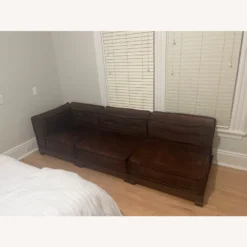 Pottery Barn Dark Brown Suede Cushy Sofa - 1500 1500 frame 0 1123