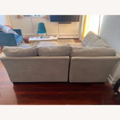 Crate & Barrel Gray Sectional + Ottoman