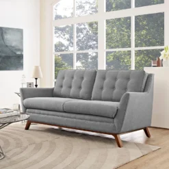 Other Mid-Century Style Loveseat In Gray Fabric - 1500 1500 frame 0 1239