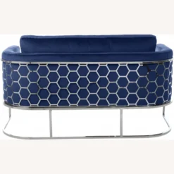 Other Loveseat In Navy Velvet With Chrome Iron Metal Frame - 1500 1500 frame 0 1263