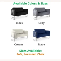 Other Loveseat In Navy Velvet With Chrome Iron Metal Frame - 1500 1500 frame 0 1264