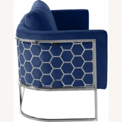 Other Loveseat In Navy Velvet With Chrome Iron Metal Frame - 1500 1500 frame 0 1269