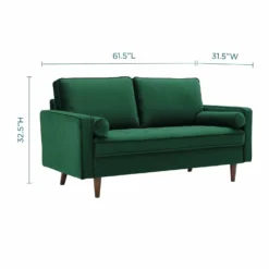 Other Modern Loveseat In Green Velvet Finish