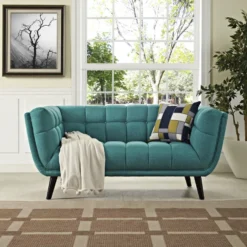 Other Modern Loveseat In Teal Velvet Fabric Upholstery - 1500 1500 frame 0 1327