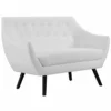 Other Loveseat In White Fabric W/Splayed Black Wood Legs