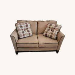 Bob's Discount Tan Love Seat With Pillows - 1500 1500 frame 0 1385
