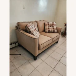 Bob's Discount Tan Love Seat With Pillows - 1500 1500 frame 0 1387