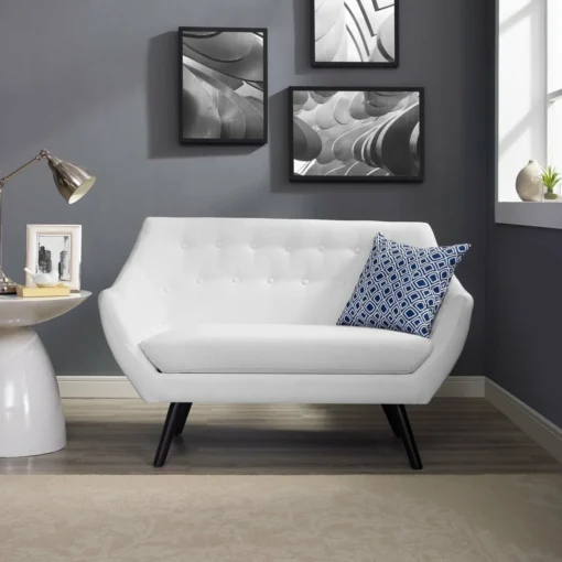 Other Loveseat In White Fabric W/ Black Wood Legs - 1500 1500 frame 0 1424