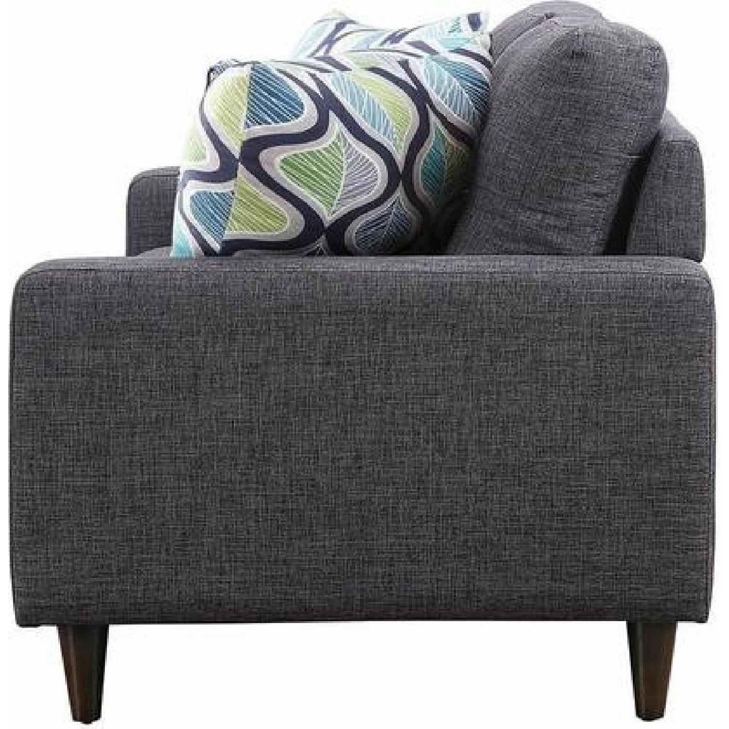 Other Mid Century Style Loveseat In Dark Grey Fabric 2 Other Mid Century Style Loveseat In Dark Grey Fabric - Image 2