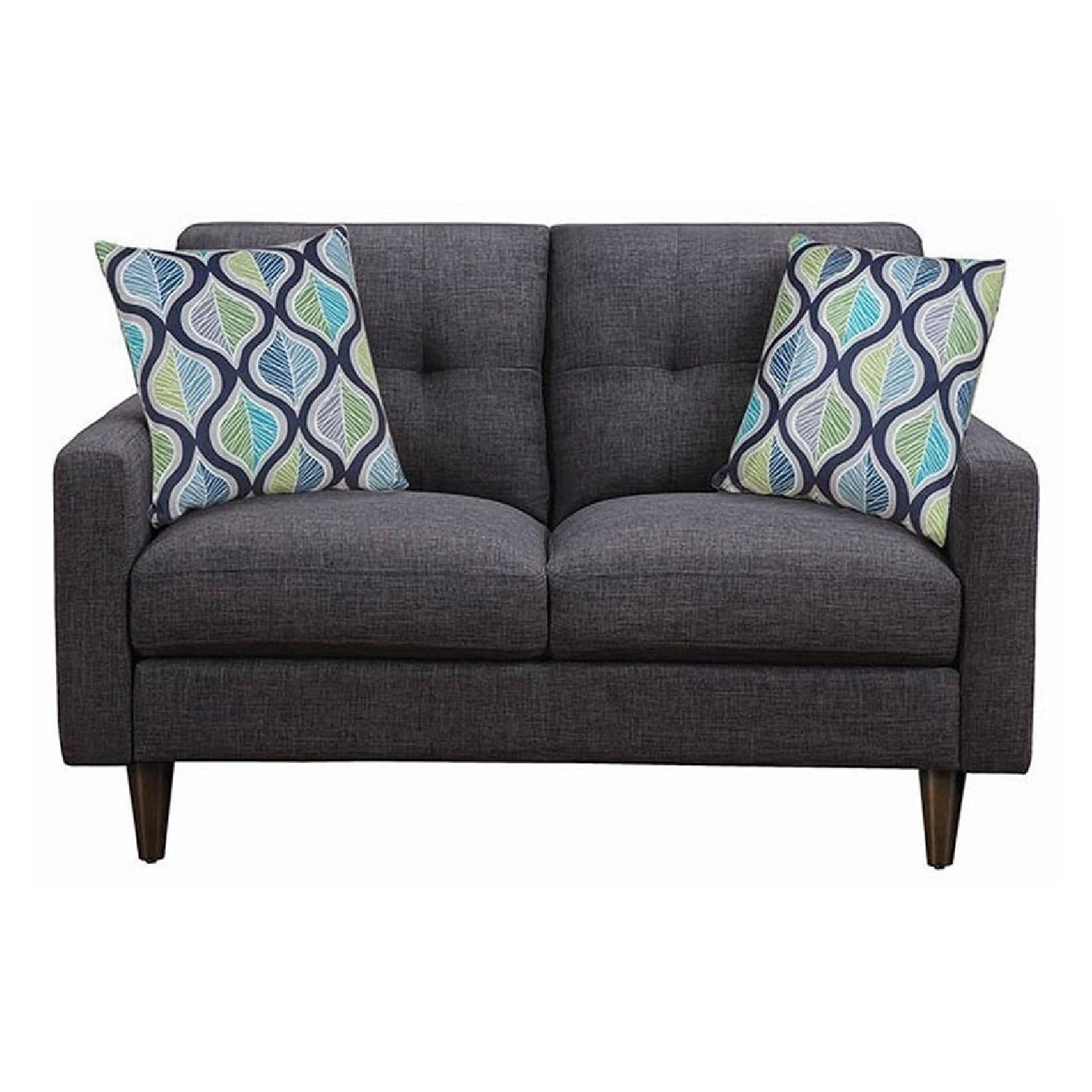 Other Mid Century Style Loveseat In Dark Grey Fabric 4 Other Mid Century Style Loveseat In Dark Grey Fabric - Image 4