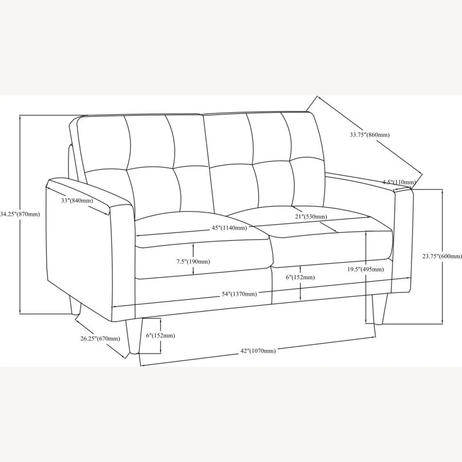 Other Mid Century Style Loveseat In Dark Grey Fabric 6 Other Mid Century Style Loveseat In Dark Grey Fabric - Image 6