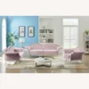 Other Modern Loveseat In Pink Velvet Lip-Shaped Finish