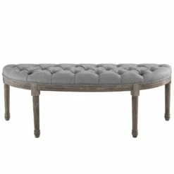 Other Modern Bench In Semi-Circle Light Gray Fabric