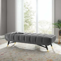 Other 60" Bench In Gray Velvet With Black Legs Finish - 1500 1500 frame 0 1673