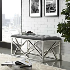 Other Modern Bench In Gray Tufted Velvet Fabric - 1500 1500 frame 0 1680