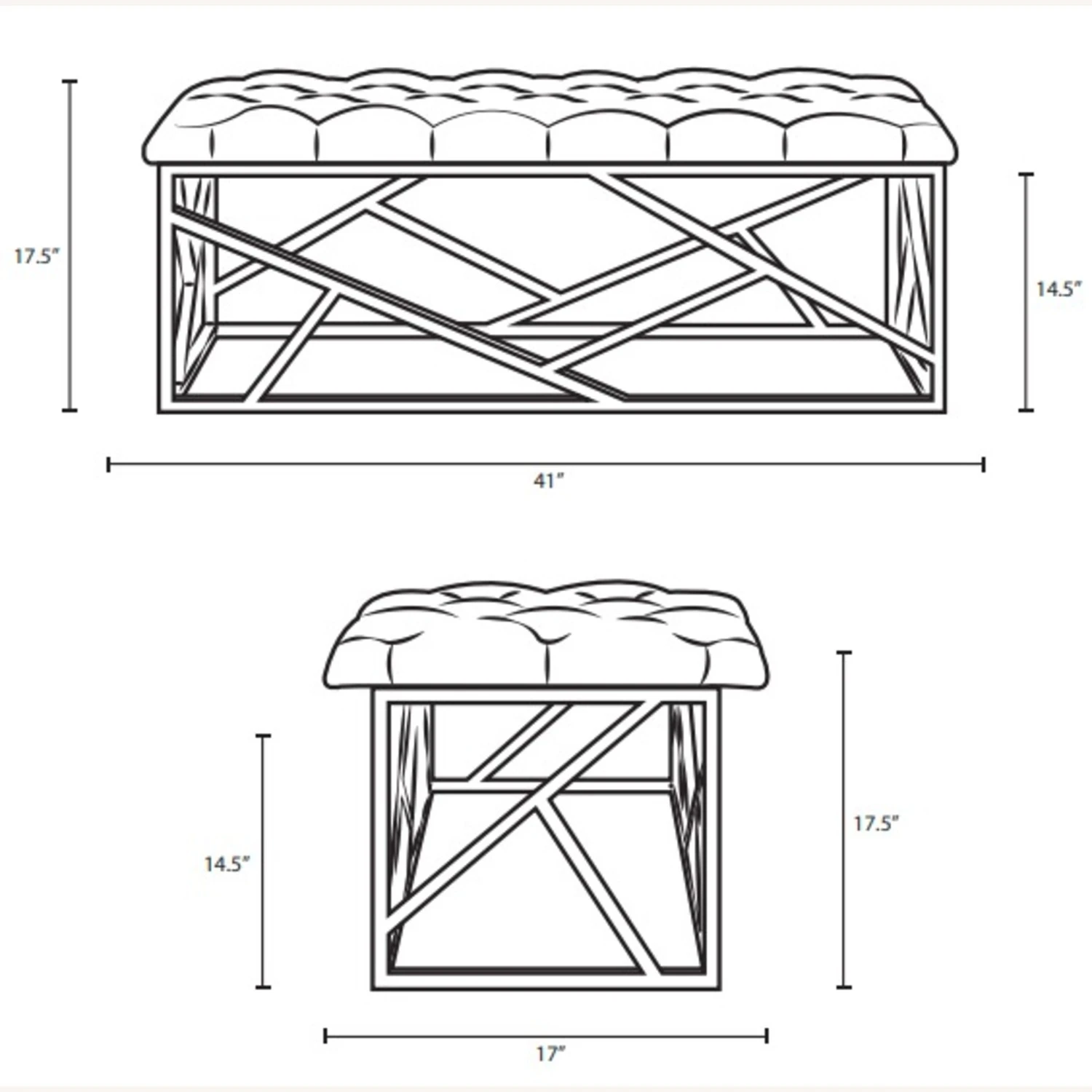 Other Bench In Tufted Ivory Velvet Polyester Fabric 5 Other Bench In Tufted Ivory Velvet Polyester Fabric - Image 5