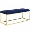 Other Bench In Navy Fabric W/ Gold Steel Base