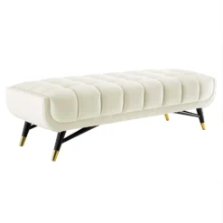 Other 60" Bench In Ivory Velvet With Black Legs Finish - 1500 1500 frame 0 1759