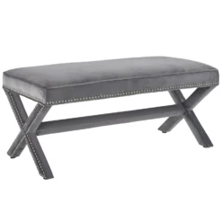 Other Bench In Gray Velvet With X-Base Frame Finish - 1500 1500 frame 0 1826