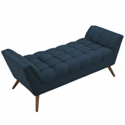 Other Bench In Azure Tufted Fabric W/ Tapered Wood Legs - 1500 1500 frame 0 1894