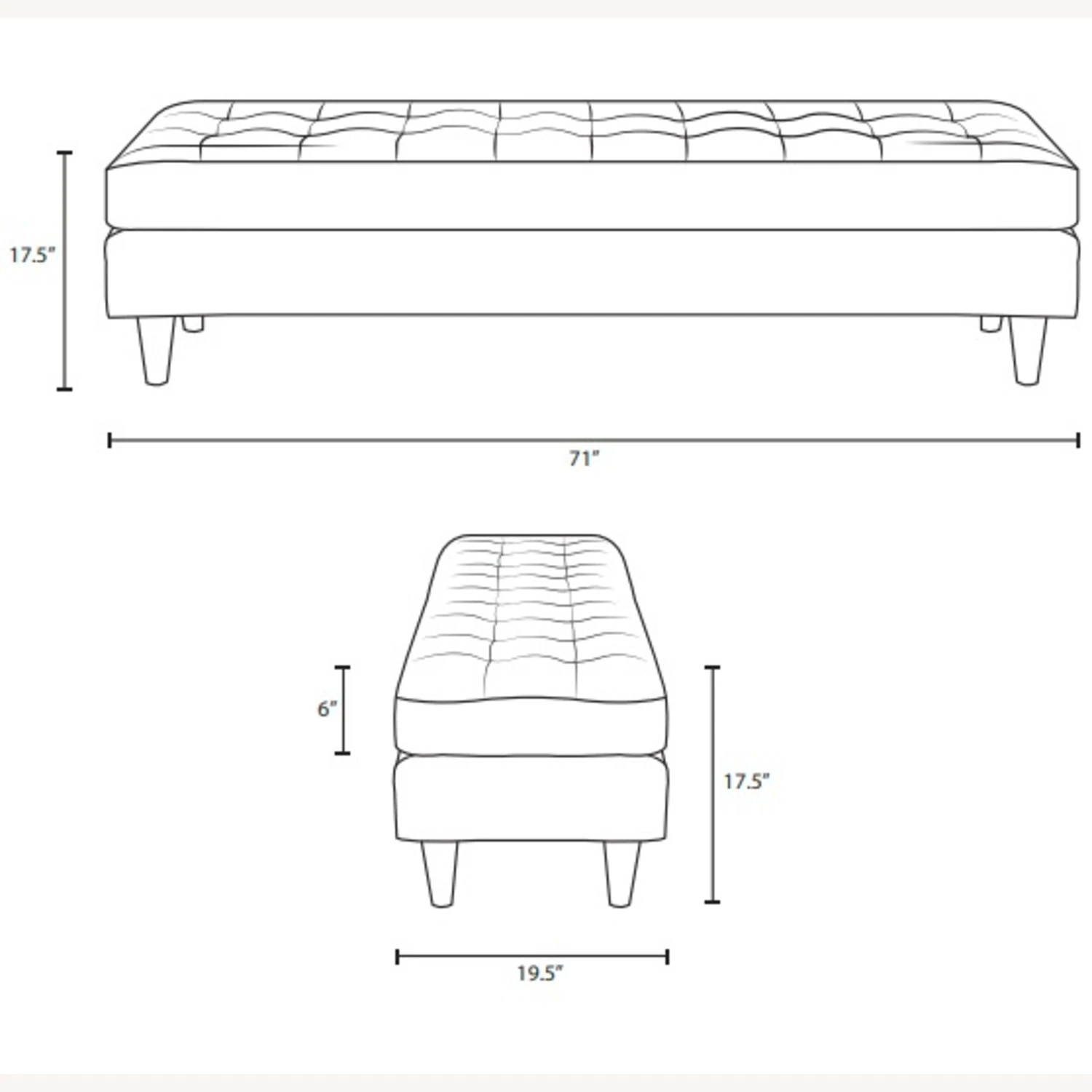 Other Large Bench In Gray Fabric With Black Stained Legs 8 Other Large Bench In Gray Fabric With Black Stained Legs - Image 8