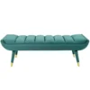 Other Modern Accent Bench In Channel Tufted Teal Velvet