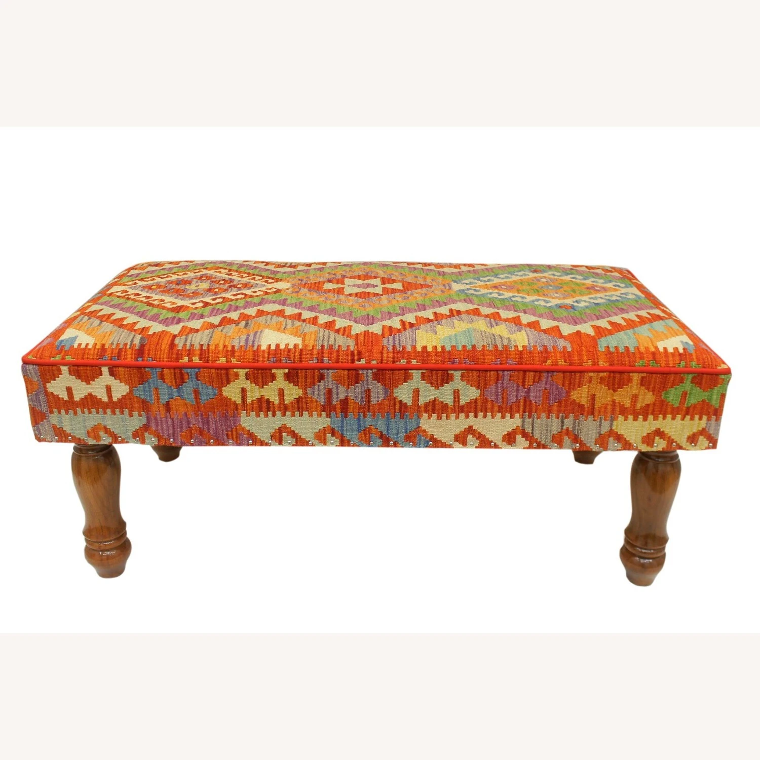Shabby Chic Handmade Kilim Upholstered Settee 2 Shabby Chic Handmade Kilim Upholstered Settee - Image 2