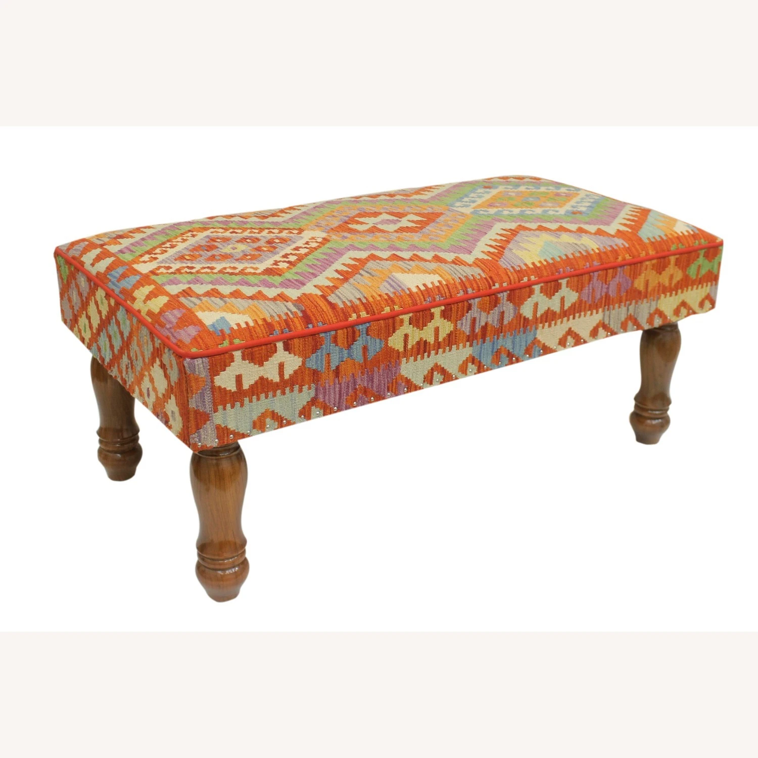 Shabby Chic Handmade Kilim Upholstered Settee 3 Shabby Chic Handmade Kilim Upholstered Settee - Image 3