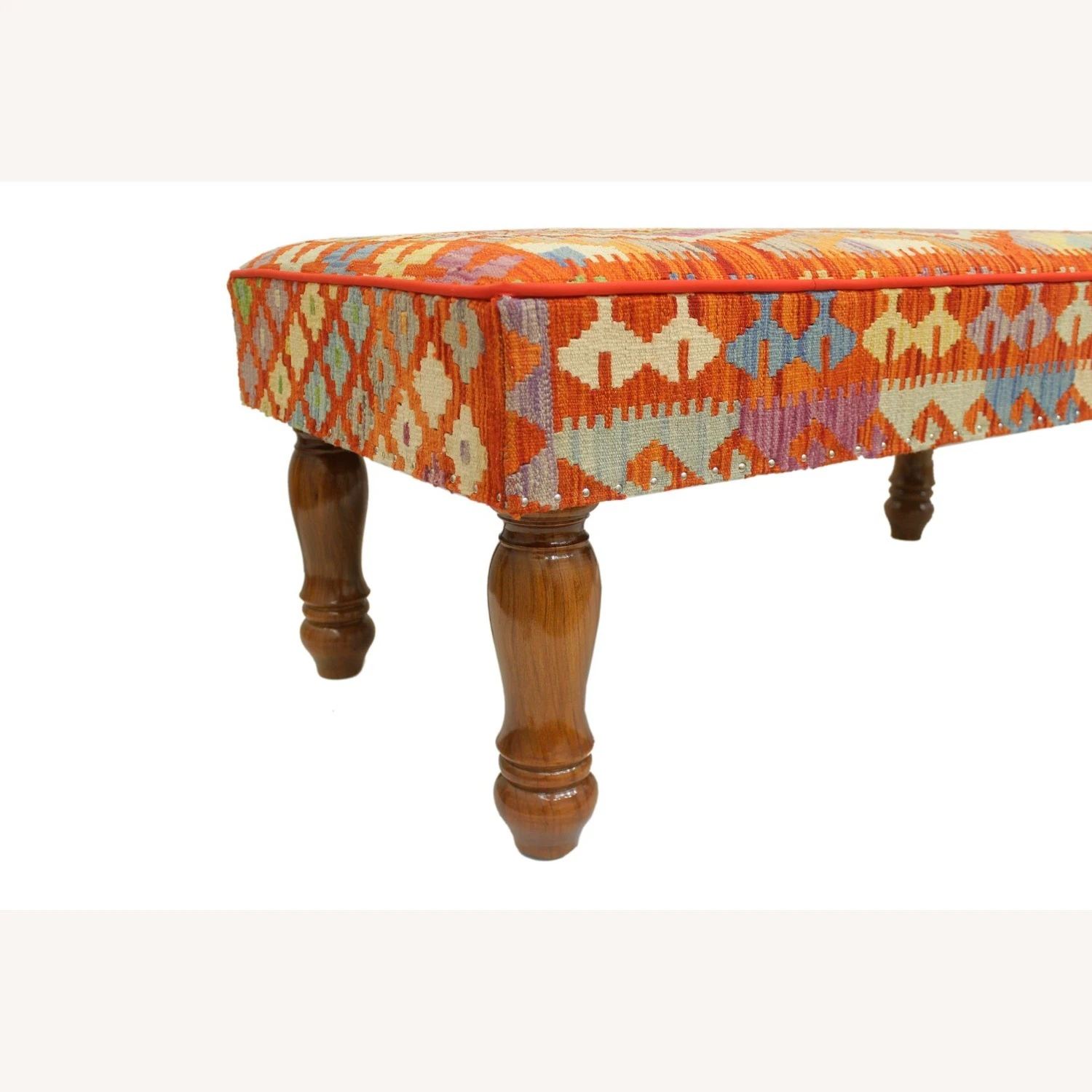 Shabby Chic Handmade Kilim Upholstered Settee 5 Shabby Chic Handmade Kilim Upholstered Settee - Image 5