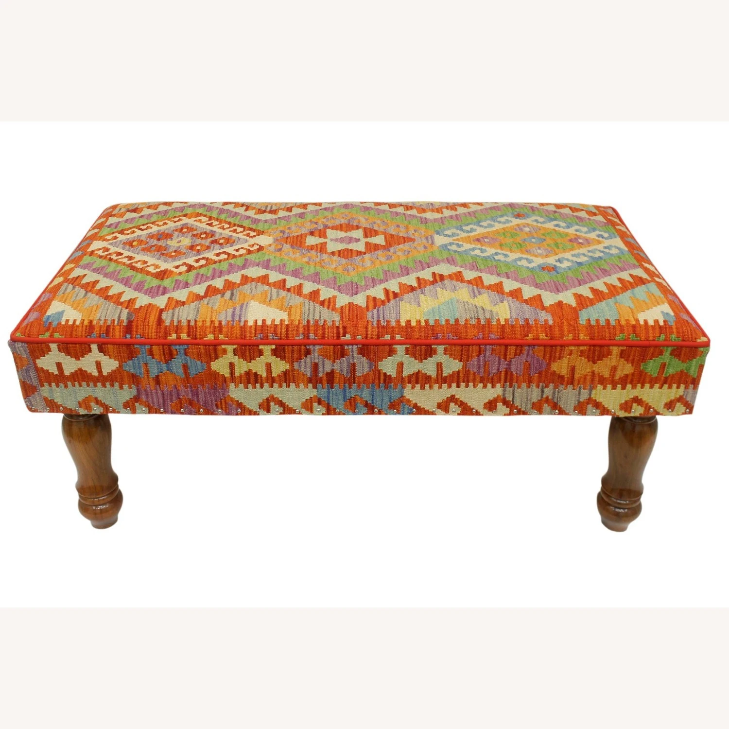 Shabby Chic Handmade Kilim Upholstered Settee 6 Shabby Chic Handmade Kilim Upholstered Settee - Image 6