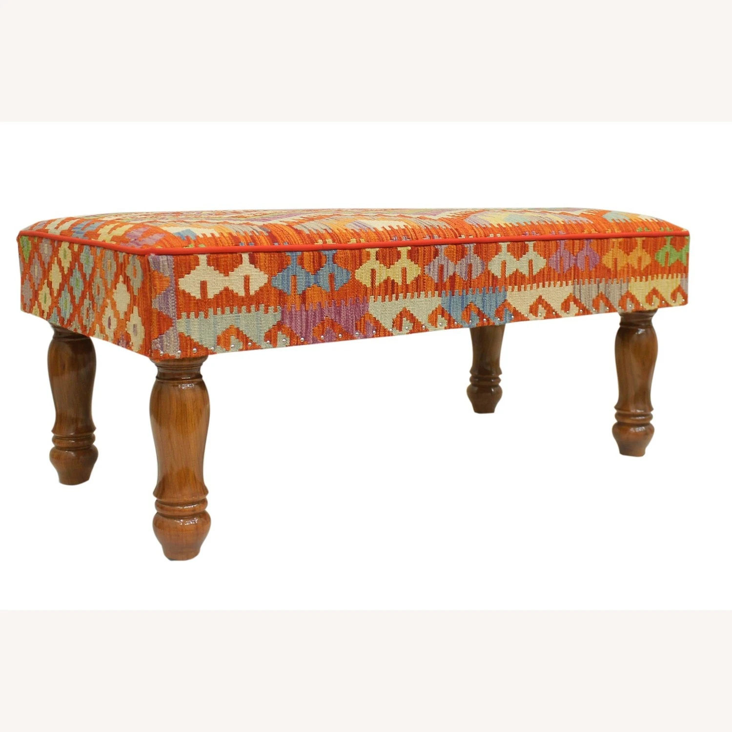 Shabby Chic Handmade Kilim Upholstered Settee 8 Shabby Chic Handmade Kilim Upholstered Settee - Image 8