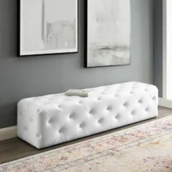 Other 72" Bench In White Faux Leather W/ Tufted Button - 1500 1500 frame 0 2034