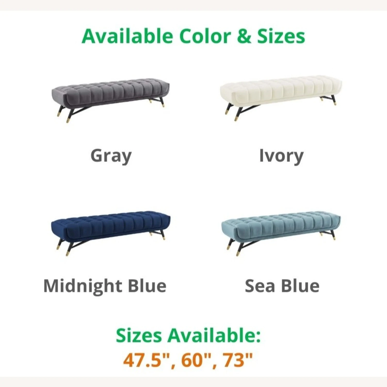 Other Accent Bench In Midnight Blue Velvet Upholstery 6 Other Accent Bench In Midnight Blue Velvet Upholstery - Image 6