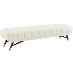 Other Bench In Ivory Velvet Fabric W/ Black Legs 13 Other Bench In Ivory Velvet Fabric W/ Black Legs - 1500 1500 frame 0 2124
