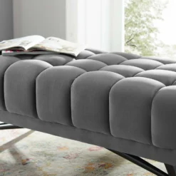 Other 47.5" Bench In Gray Velvet Polyester Upholstery - 1500 1500 frame 0 2135