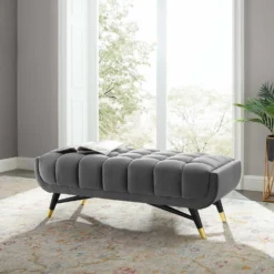 Other 47.5" Bench In Gray Velvet Polyester Upholstery - 1500 1500 frame 0 2139