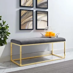 Other Bench In Gray Fabric W/ Gold Steel Base - 1500 1500 frame 0 2155