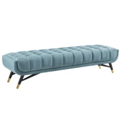 Other Bench In Sea Blue Velvet Fabric W/ Black Legs - 1500 1500 frame 0 2200
