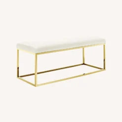 Other Modern Bench In Ivory Fabric & Gold Steel Base