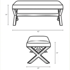 Other Bench In Ivory Velvet W/ X-Base Frame - 1500 1500 frame 0 2307