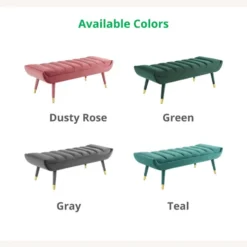 Other Modern Bench In Teal Channel Tufted Velvet Finish