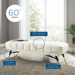 Other 60-Inch Bench In Ivory Velvet Polyester Finish - 1500 1500 frame 0 2343
