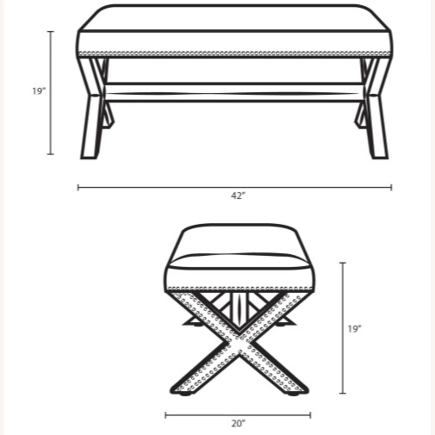 Other Bench In Navy Velvet W/ X-Base Frame 1 Other Bench In Navy Velvet W/ X-Base Frame