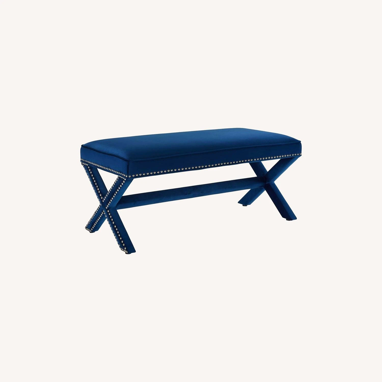 Other Bench In Navy Velvet W/ X-Base Frame 3 Other Bench In Navy Velvet W/ X-Base Frame - Image 3