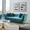 Other Chic Style Sofa In Sea Blue Velvet Fabric